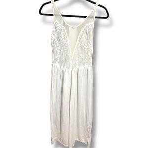 Vintage Victoria’s Secret Lace Bodice Nightgown Ivory Sheer Yoke Lace Bodice
